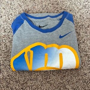 Nike Gray and Blue Long Sleeve Tee